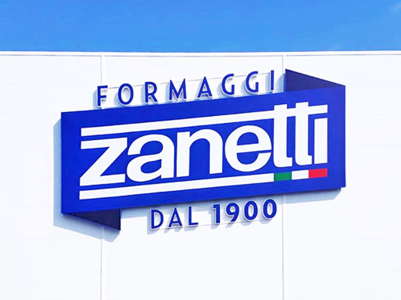 Insegna luminosa con telo tensionato Zanetti Formaggi a Mantova